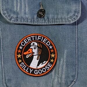 Denim Jacket with Silly Goose Patch